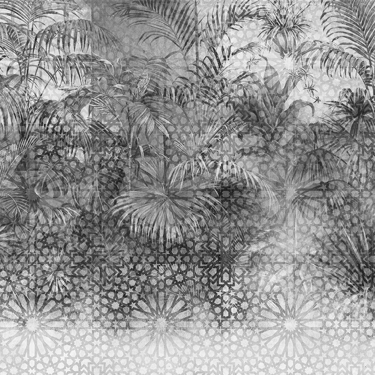 Papier peint au dessin d'une forêt tropicale au crayon pour
