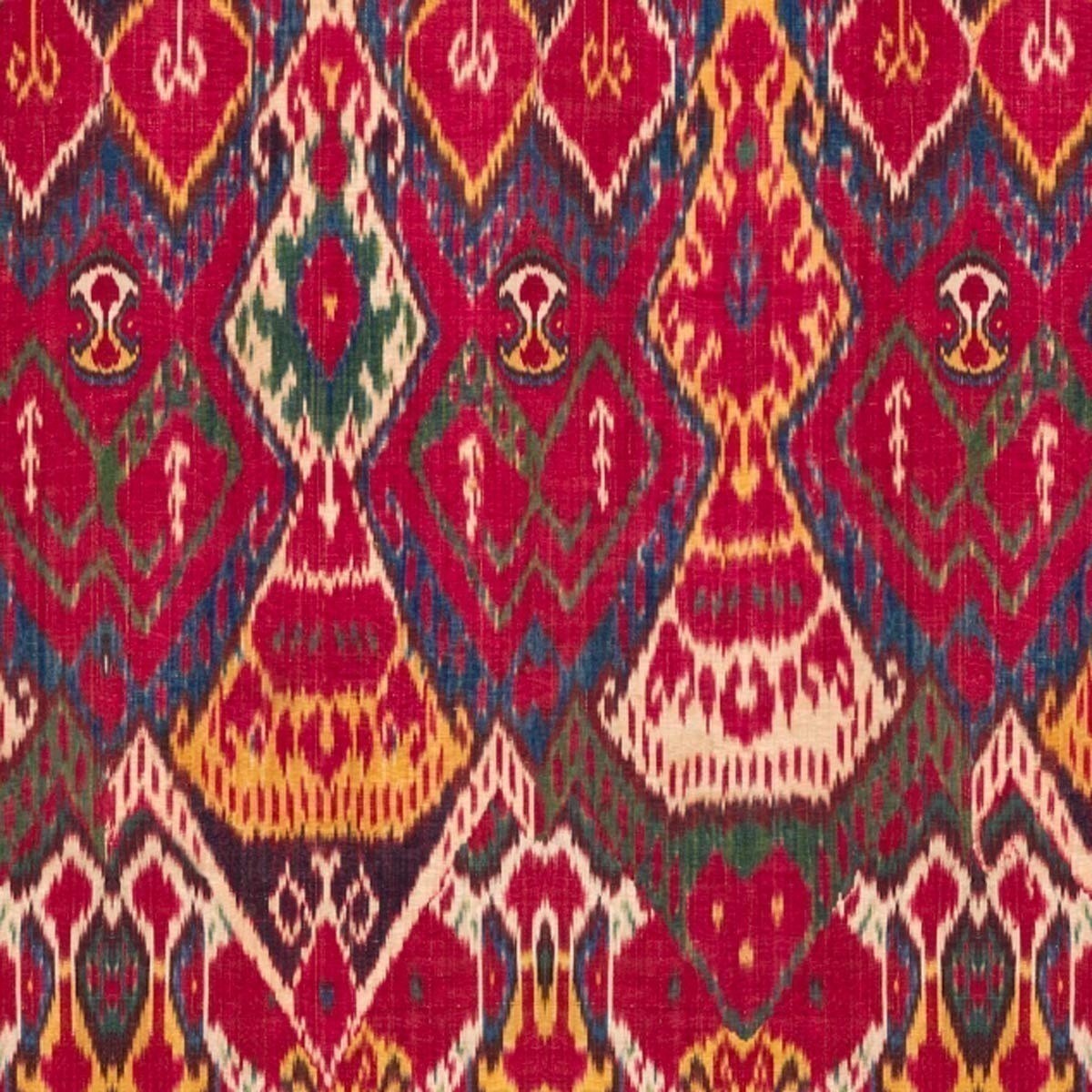 Colorful Leaves Uzbek Silk Ikat Fabric - store Handloomed Multi color Leaf 22'' inches width Fabric - SKU 22S012