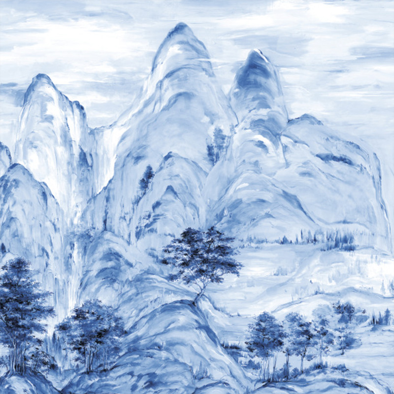 Misty Mountain Range - Panel Painting 