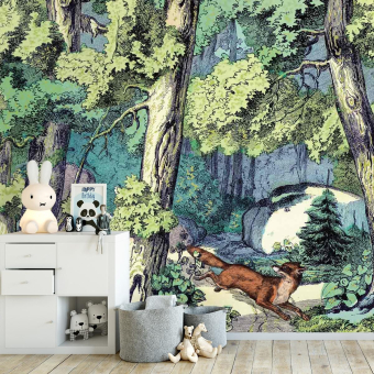 Papeles pintados panorámico Fond de Forêt et Renard