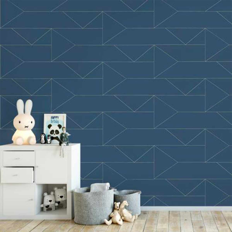 Lines Wallpaper paper blue 1 panel - W 53 cm - Ferm Living