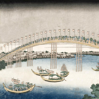 Le pont Tenma dans la province de Settsu Panel