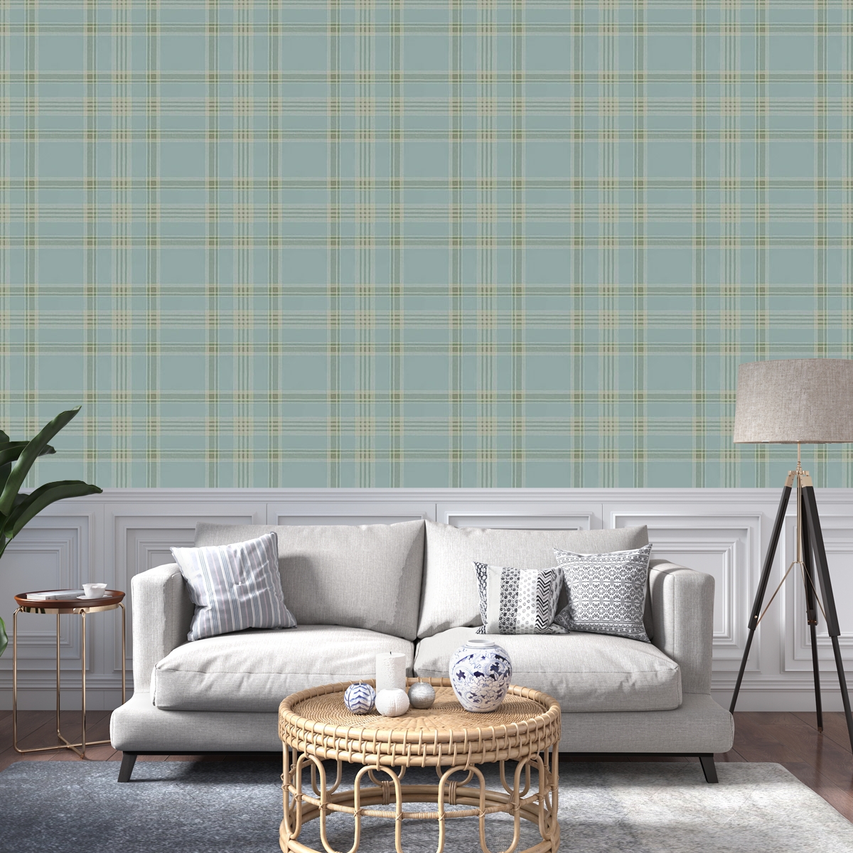 Deerpath Trail Plaid Wallpaper Ralph Lauren