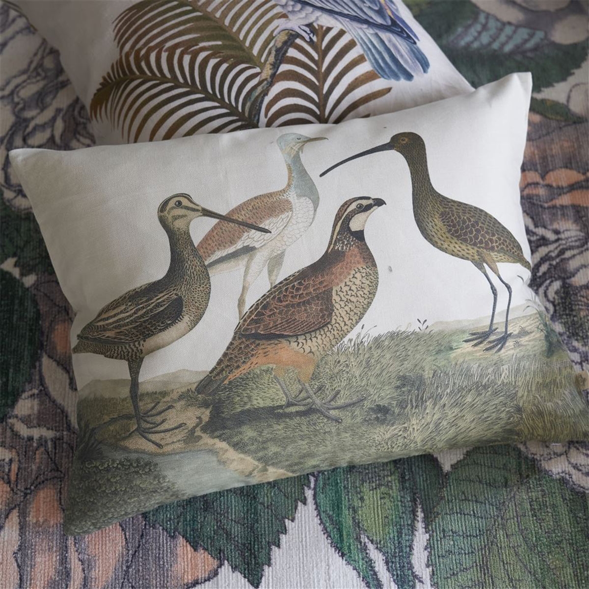 Birds of a Feather Parchment Cushion John Derian