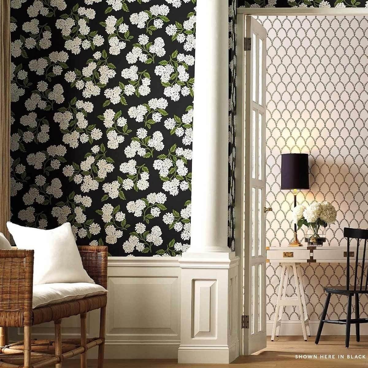 Rifle Paper Co. Hydrangea Wallpaper - Black & White