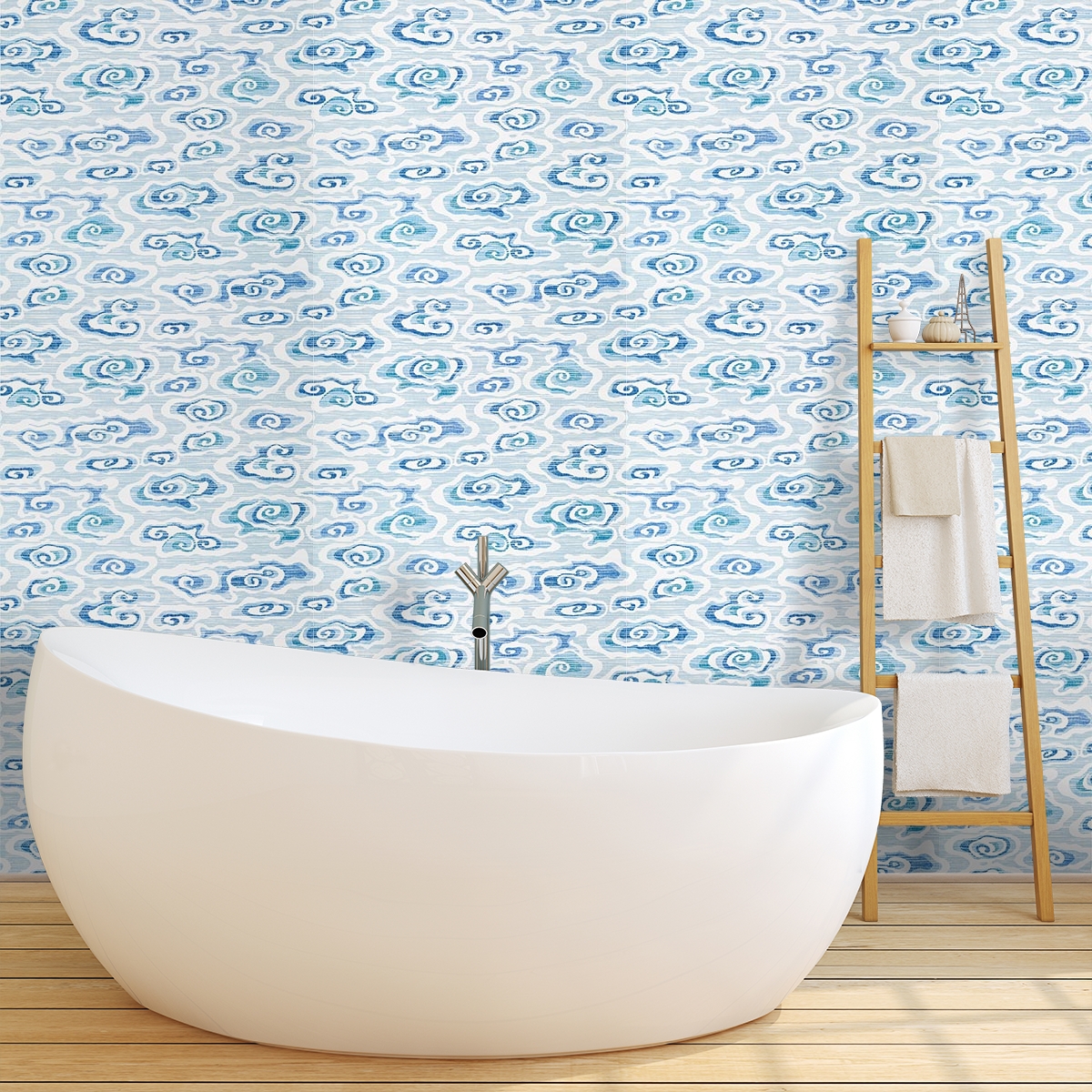 Blue Whale Bathroom Curtains Shower Set 3D Printed Nepal