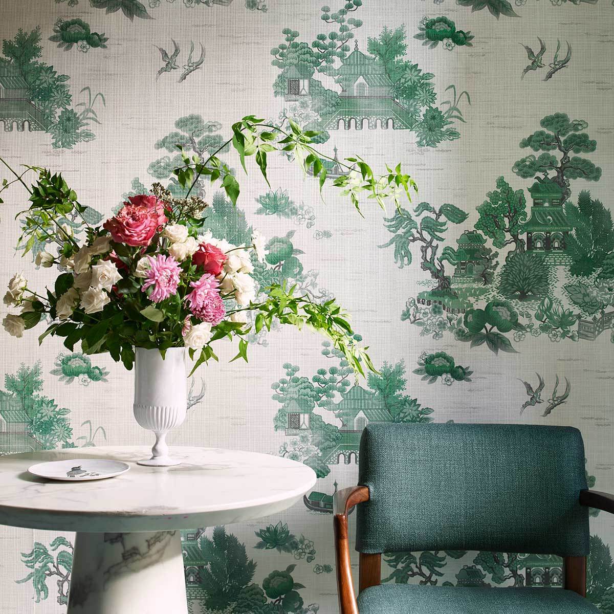 Chinoiserie decor with flowers Wrapping Paper by Green Palace