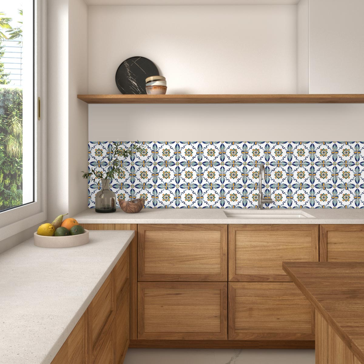 Juego de 9 baldosas decorativas de cerámica pintadas a mano para interiores  y exteriores – Cocina de azulejos artesanales españoles – Azulejos
