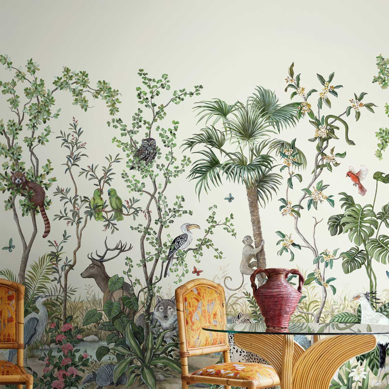 Papel pintado autoadhesivo botanica gris 50x300 cm Gingko