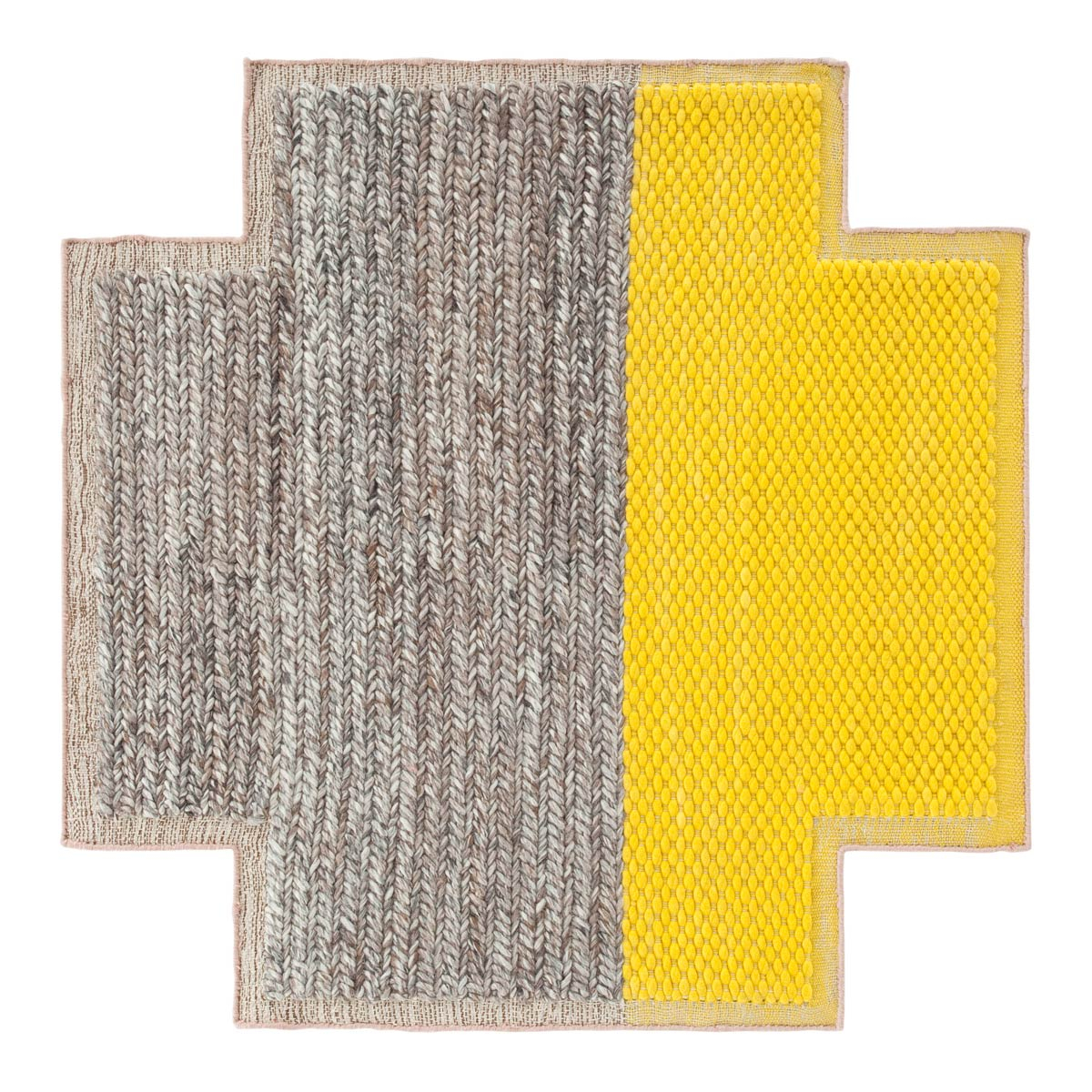 Tapis de salon design original en laine jaune Mangas Space PLAIT par Gan  Rugs